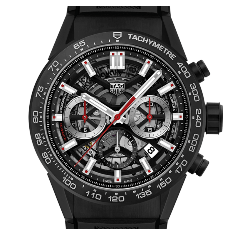  Shop Authentic Tag Heuer Carrera Chronograph Steel & Ceramic Black Dial Black Rubber Strap Watch for Men - CBG2090.FT6145 - Luxxuri