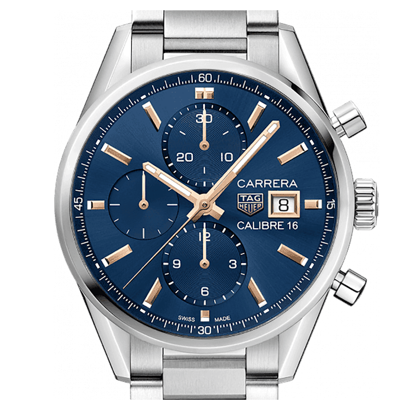  Shop Authentic Tag Heuer Carrera Automatic Chronograph Blue Dial Silver Steel Strap Watch for Men - CBK2115.BA0715 - Luxxuri