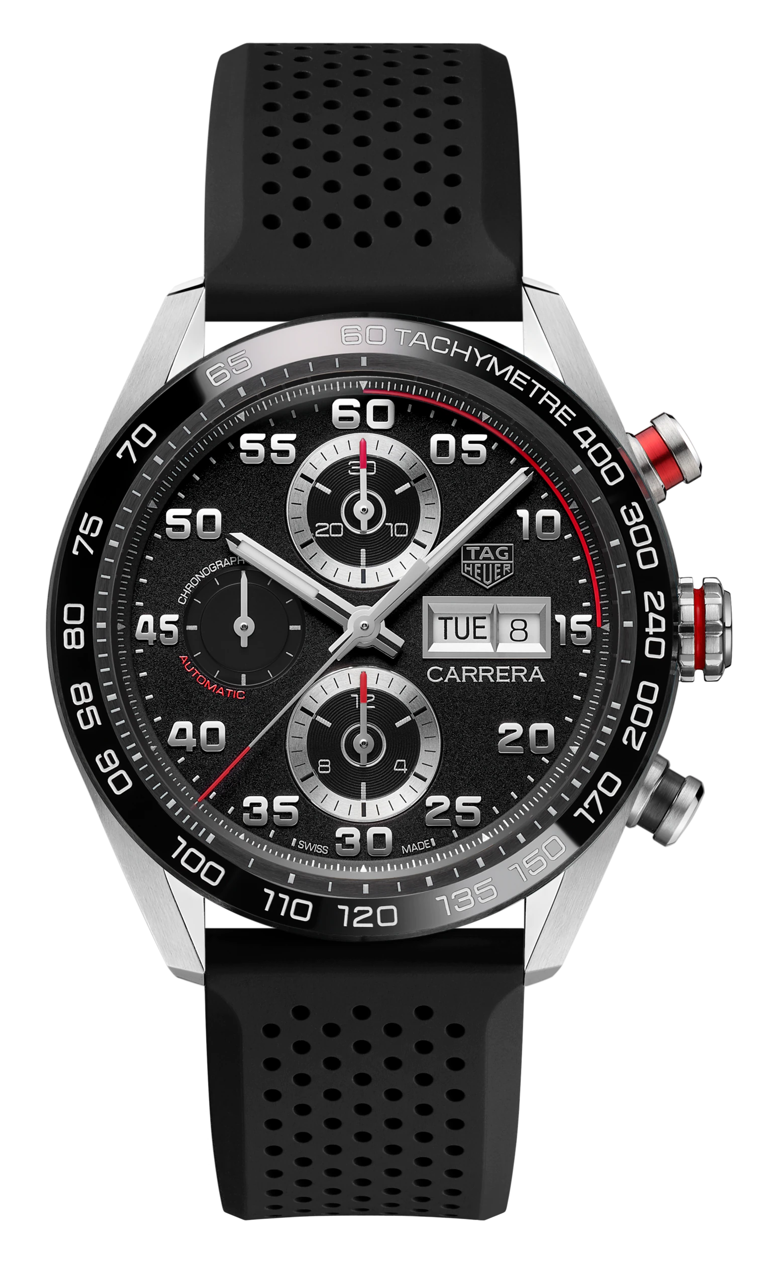  Shop Authentic Tag Heuer Carrera Chronograph Black Dial Black Rubber Strap Watch for Men - CBN2A1AA.FT6228 - Luxxuri