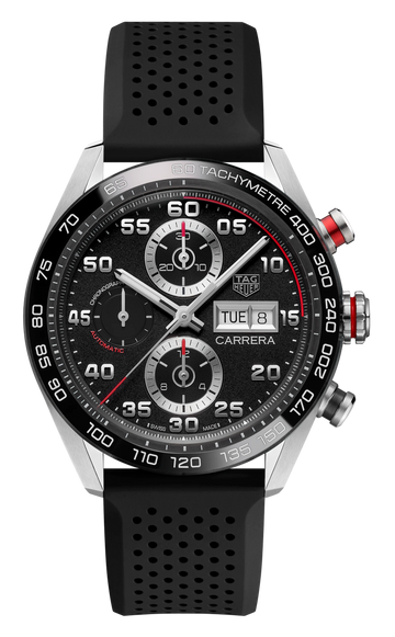  Shop Authentic Tag Heuer Carrera Chronograph Black Dial Black Rubber Strap Watch for Men - CBN2A1AA.FT6228 - Luxxuri
