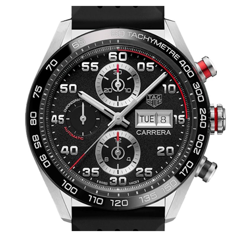  Shop Authentic Tag Heuer Carrera Chronograph Black Dial Black Rubber Strap Watch for Men - CBN2A1AA.FT6228 - Luxxuri