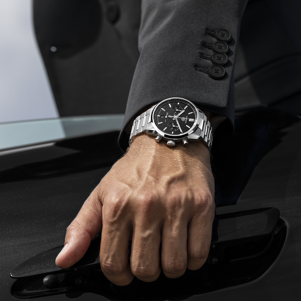  Shop Authentic Tag Heuer Carrera Chronograph Black Dial Silver Steel Strap Watch for Men - CBN2010.BA0642 - Luxxuri