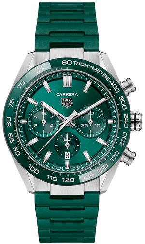  Shop Authentic Tag Heuer Carrera Chronograph 44mm Green Dial Green Steel Strap Watch for Men - CBN2A1N.FT6238 - Luxxuri