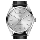  Shop Authentic Tag Heuer Carrera Date Silver Dial Black Leather Strap Watch for Men - WBN2111.FC6505 - Luxxuri