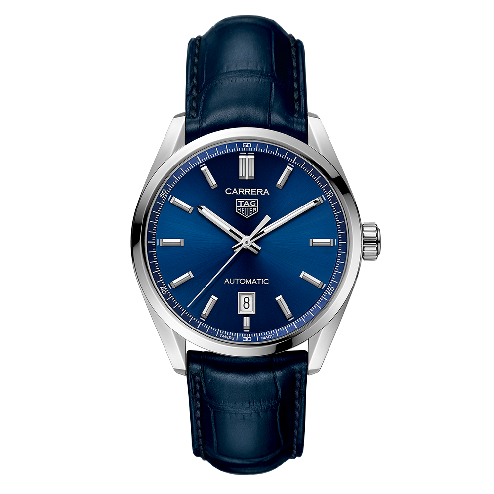  Shop Authentic Tag Heuer Carrera Date Blue Dial Blue Leather Strap Watch for Men - WBN2112.FC6504 - Luxxuri