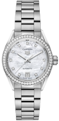  Shop Authentic Tag Heuer Carrera Date Diamonds Mother of Pearl Dial Silver Steel Strap Watch for Women - WBN2414.BA0621 - Luxxuri