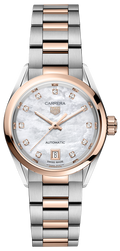  Shop Authentic Tag Heuer Carrera Date Automatic Mother of Pearl Dial Two Tone Steel Strap Watch for Women - WBN2450.BD0569 - Luxxuri