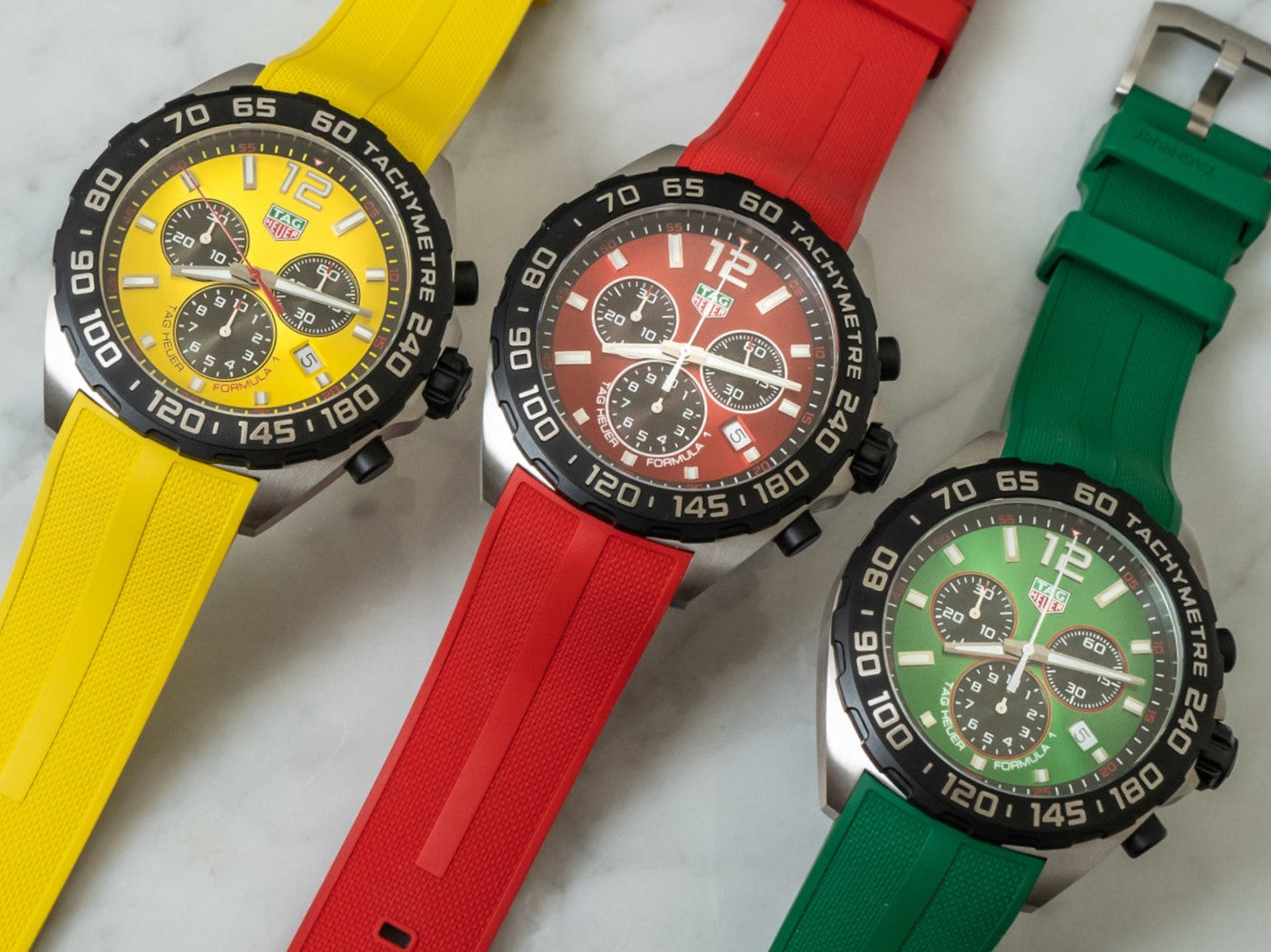 Tag Heuer Formula 1 Chronograph Yellow Dial Yellow Rubber Strap Watch for Men - CAZ101AM.FT8054