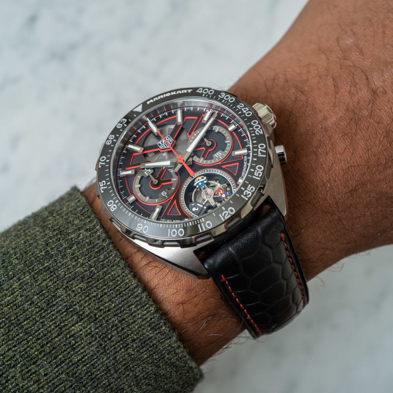  Shop Authentic Tag Heuer Formula 1 Mario Kart Chronograph Black Dial Black Leather Strap Watch for Men - CAZ201E.FC6517 - Luxxuri