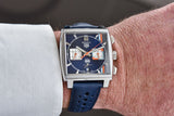  Shop Authentic Tag Heuer Monaco Gulf Automatic Chronograph Blue Dial Blue Leather Strap Watch for Men - CBL2115.FC6494 - Luxxuri