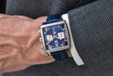  Shop Authentic Tag Heuer Monaco Gulf Automatic Chronograph Blue Dial Blue Leather Strap Watch for Men - CBL2115.FC6494 - Luxxuri