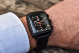  Shop Authentic Tag Heuer Monaco Automatic Chronograph Black Dial Black Leather Strap Watch for Men - CBL2180.FC6497 - Luxxuri