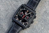  Shop Authentic Tag Heuer Monaco Automatic Chronograph Black Dial Black Leather Strap Watch for Men - CBL2180.FC6497 - Luxxuri