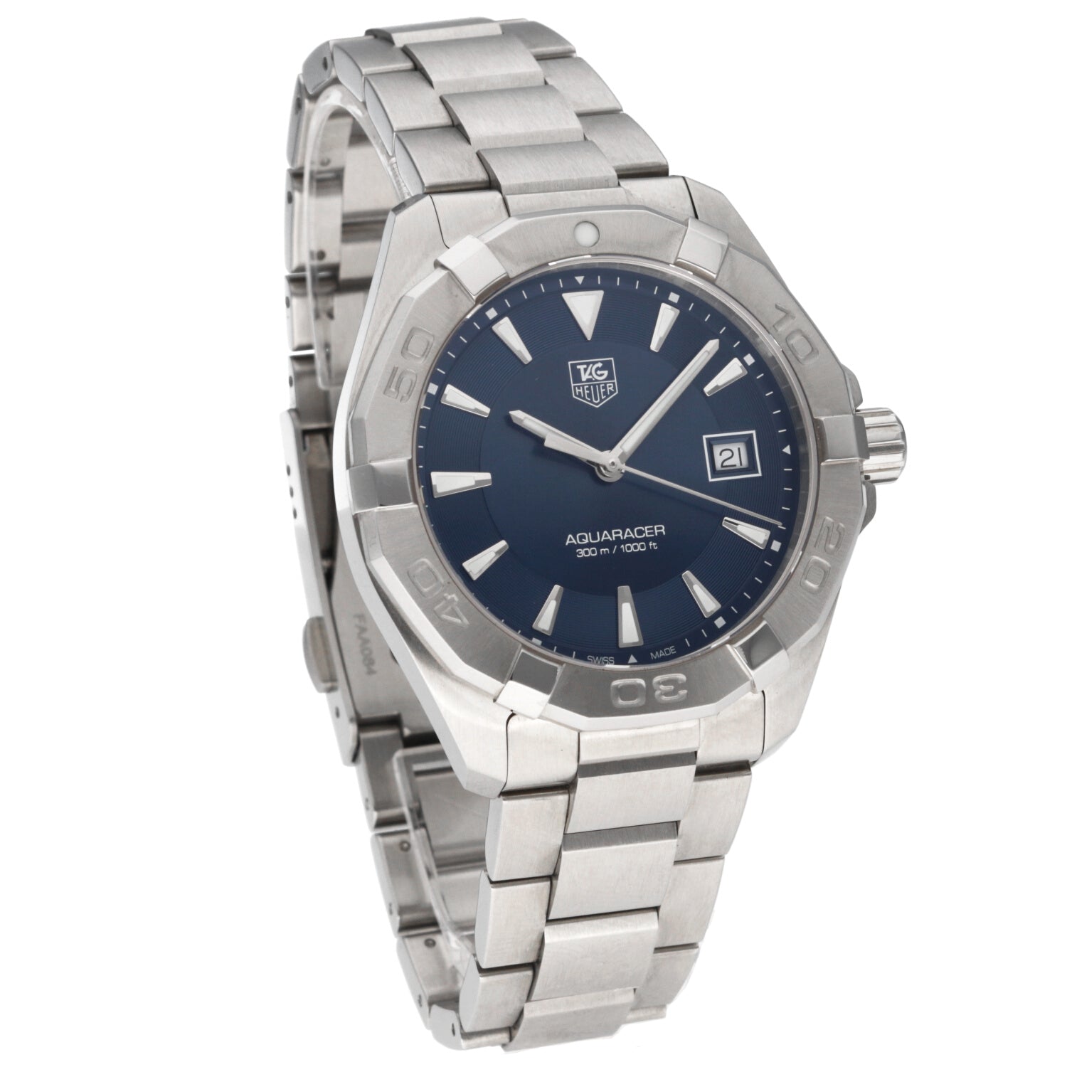  Shop Authentic Tag Heuer Aquaracer Quartz Blue Dial Silver Steel Strap Watch for Men - WAY1112.BA0928 - Luxxuri