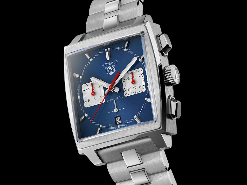  Shop Authentic Tag Heuer Monaco Automatic Chronograph Blue Dial Silver Steel Strap Watch for Men - CBL2111.BA0644 - Luxxuri
