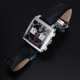  Shop Authentic Tag Heuer Monaco Automatic Chronograph Black Dial Black Leather Strap Watch for Men - CBL2113.FC6177 - Luxxuri