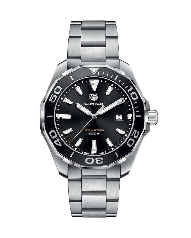  Shop Authentic Tag Heuer Aquaracer Quartz Black Dial Silver Steel Strap Watch for Men - WAY101A.BA0746 - Luxxuri