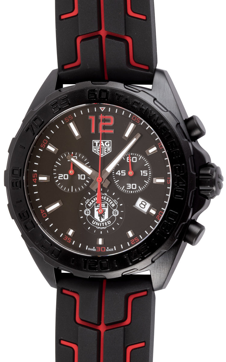 Tag Heuer Formula 1 Manchester United Limited Edition Black Dial Black & Red Rubber Strap Watch for Men - CAZ101J.FT8027
