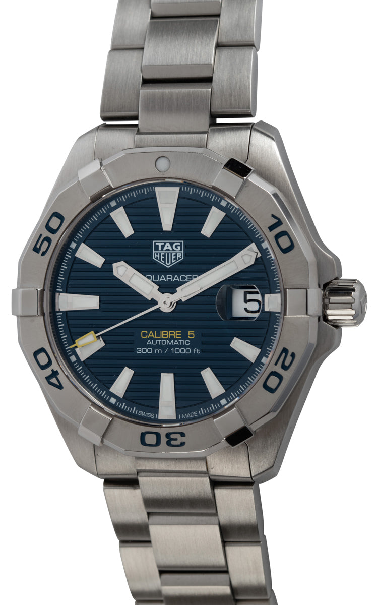 Shop Authentic Tag Heuer Aquaracer Automatic Blue Dial Silver Steel Strap Watch for Men - WBD2112.BA0928 - Luxxuri