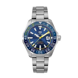  Shop Authentic Tag Heuer Aquaracer Caliber 5 Match Timer Shinji Kagawa Edition Blue Dial Silver Steel Strap Watch for Men - WAY201H.BA0927 - Luxxuri