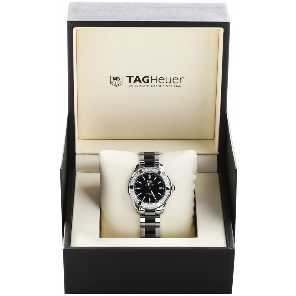  Shop Authentic Tag Heuer Aquaracer Quartz Diamonds Black Dial Two Tone Steel Strap Watch for Men - WAY131E.BA0913 - Luxxuri