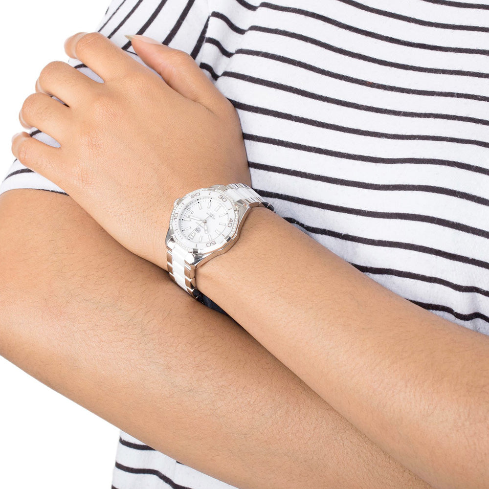  Shop Authentic Tag Heuer Aquaracer Diamonds White Dial Two Tone Steel Strap Watch for Women - WAY131H.BA0914 - Luxxuri
