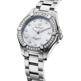  Shop Authentic Tag Heuer Aquaracer Diamonds White Mother of Pearl Dial Silver Steel Strap Watch for Women - WBD1315.BA0740 - Luxxuri