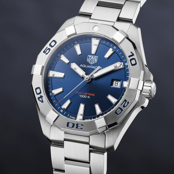 Tag Heuer Aquaracer Blue Dial Silver Steel Strap Watch for Men - WBD1112.BA0928