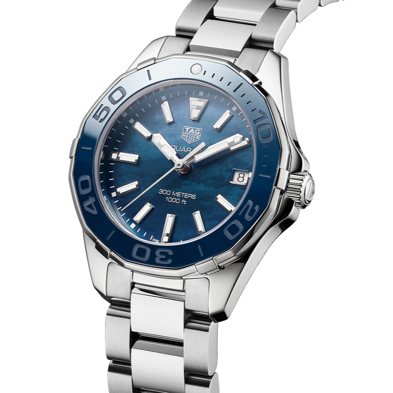  Shop Authentic Tag Heuer Aquaracer Blue Dial Silver Steel Strap Watch for Women - WAY131S.BA0748 - Luxxuri