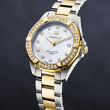  Shop Authentic Tag Heuer Aquaracer Diamonds Mother of Pearl Dial Two Tone Steel Strap Watch for Women - WBD1323.BB0320 - Luxxuri
