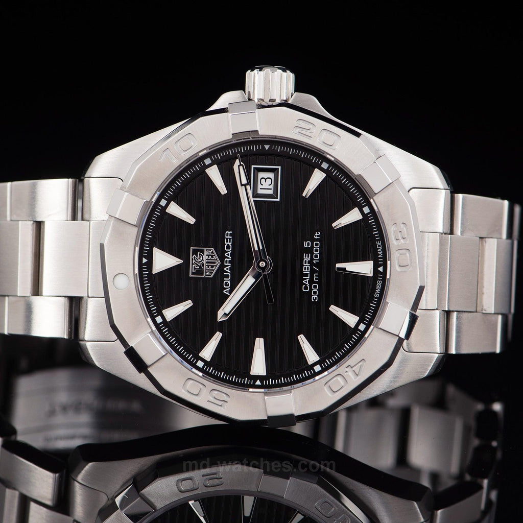 Tag Heuer Aquaracer Automatic Black Dial Silver Steel Strap Watch for Men - WAY2110.BA0928