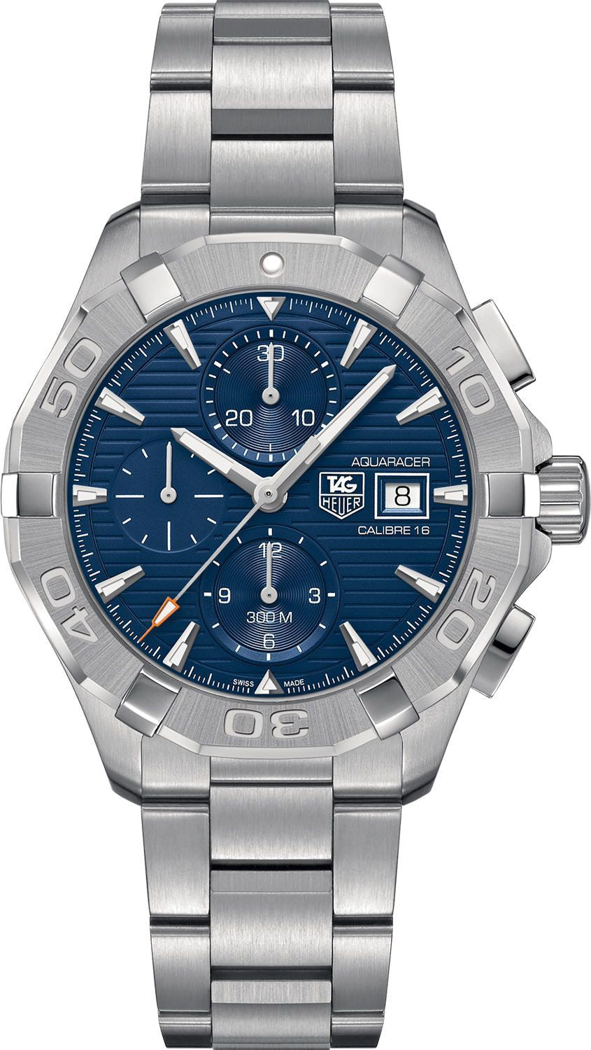  Shop Authentic Tag Heuer Aquaracer Caliber 16 Automatic Chronograph Blue Dial Silver Steel Strap Watch for Men - CAY2112.BA0927 - Luxxuri
