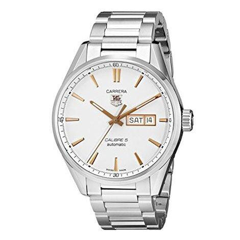 Tag Heuer Carrera Calibre 5 White Dial Silver Steel Strap Watch for Men - WAR201D.BA0723