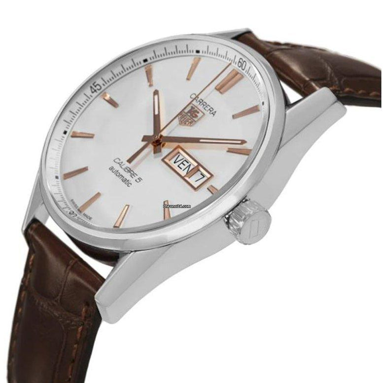  Shop Authentic Tag Heuer Carrera Calibre 5 Automatic White Dial Brown Leather Strap Watch for Men - WAR201D.FC6291 - Luxxuri
