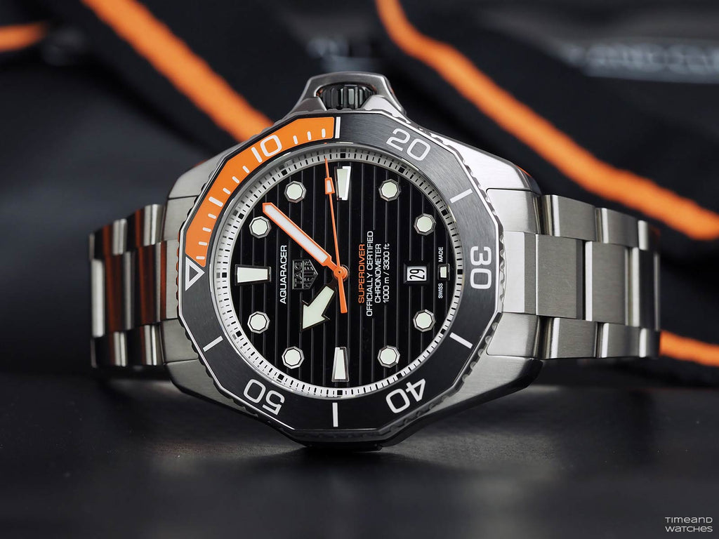  Shop Authentic Tag Heuer Aquaracer Professional 1000 Superdiver Automatic Black Dial Silver Steel Strap Watch for Men - WBP5A8A.BF0619 - Luxxuri