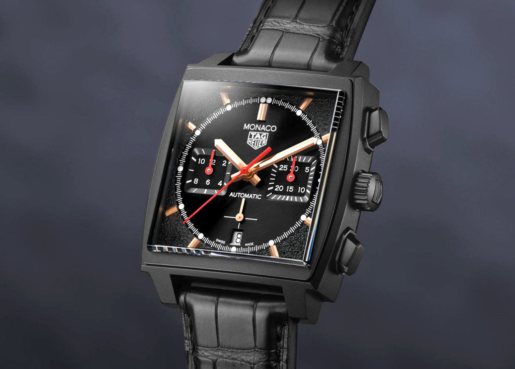  Shop Authentic Tag Heuer Monaco Automatic Chronograph Black Dial Black Leather Strap Watch for Men - CBL2180.FC6497 - Luxxuri