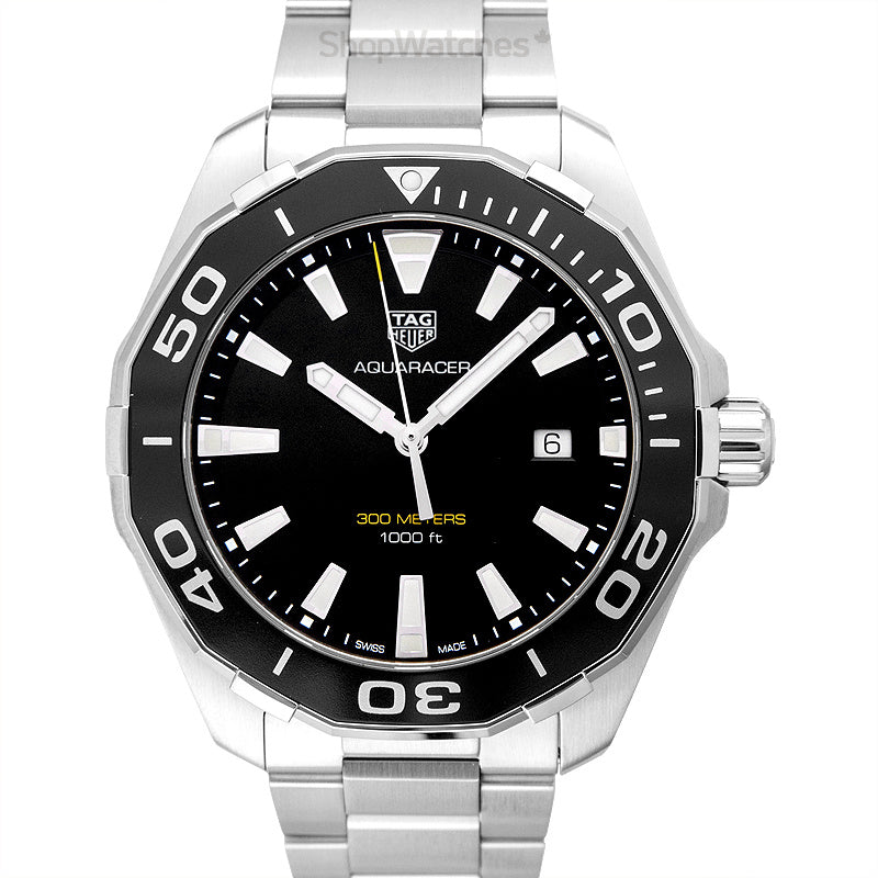  Shop Authentic Tag Heuer Aquaracer Quartz Black Dial Silver Steel Strap Watch for Men - WAY101A.BA0746 - Luxxuri