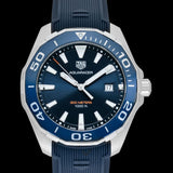  Shop Authentic Tag Heuer Aquaracer Quartz Blue Dial Blue Rubber Strap Watch for Men - WAY101C.FT6153 - Luxxuri