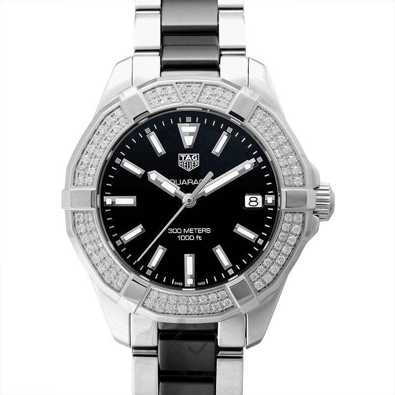  Shop Authentic Tag Heuer Aquaracer Quartz Diamonds Black Dial Two Tone Steel Strap Watch for Men - WAY131E.BA0913 - Luxxuri