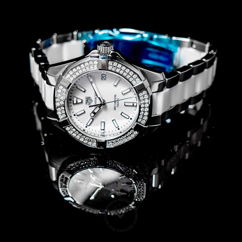  Shop Authentic Tag Heuer Aquaracer Diamonds White Dial Two Tone Steel Strap Watch for Women - WAY131F.BA0914 - Luxxuri