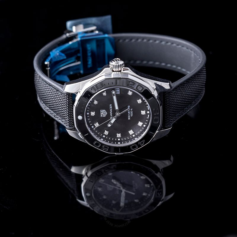  Shop Authentic Tag Heuer Aquaracer Quartz Mother of Pearl Black Dial Black NATO Strap Watch for Women - WAY131M.FT6092 - Luxxuri