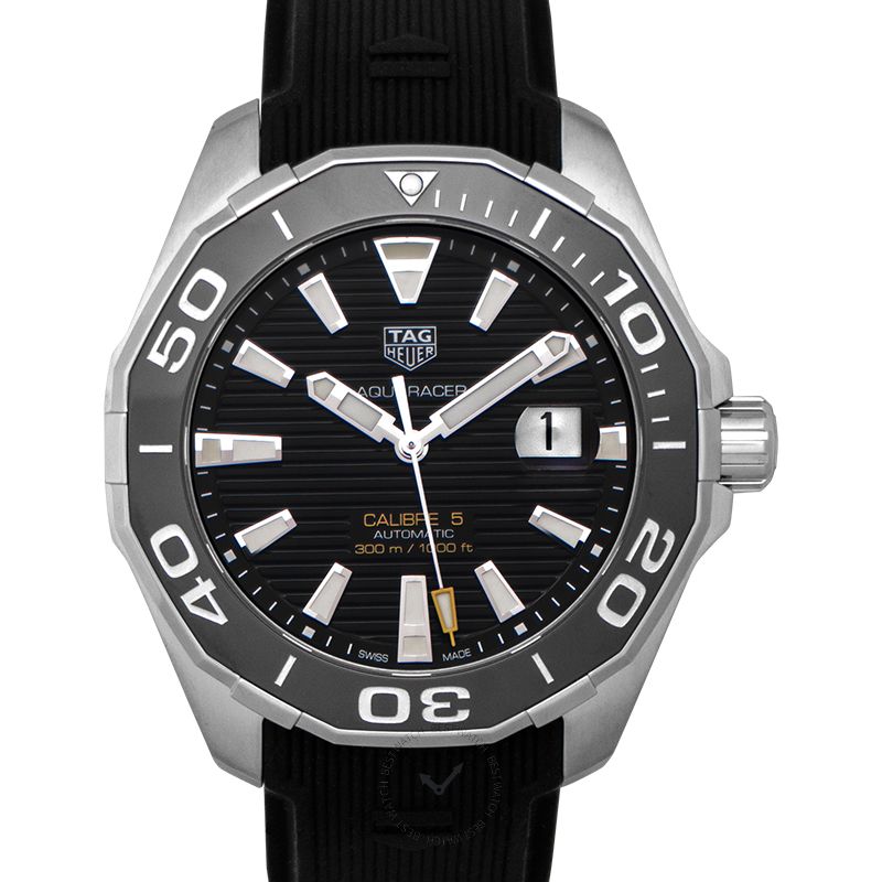  Shop Authentic Tag Heuer Aquaracer Calibre 5 Automatic Black Dial Black Rubber Strap Watch for Men - WAY201A.FT6142 - Luxxuri