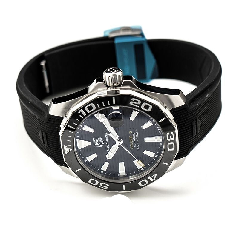 Tag Heuer Aquaracer Calibre 5 Automatic Black Dial Black Rubber Strap Watch for Men -  WAY211A.FT6151