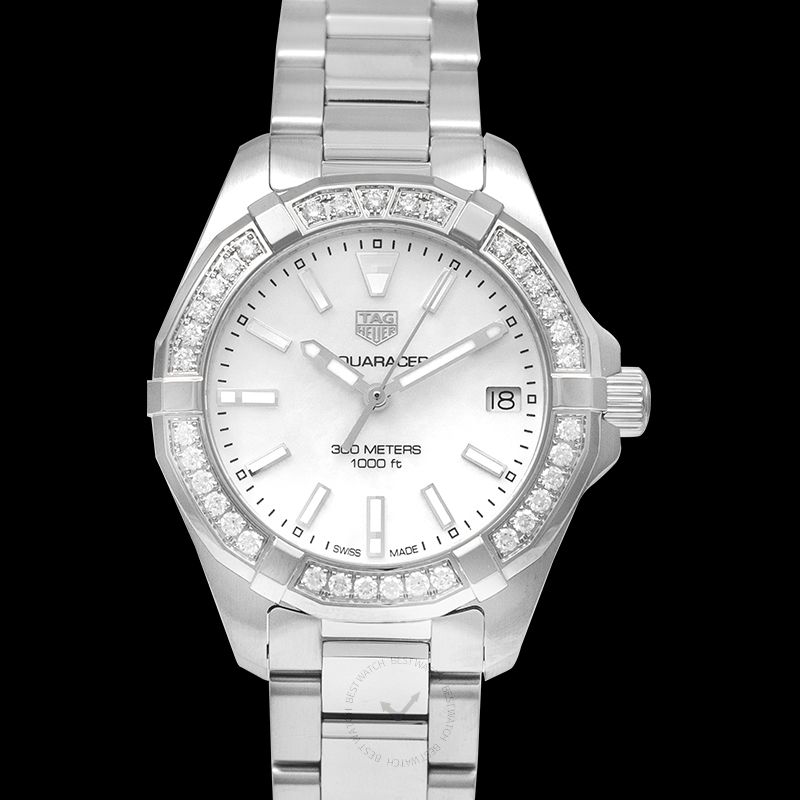 Tag Heuer Aquaracer Diamonds Mother of Pearl Dial Silver Steel Strap Watch for Women - WBD1313.BA0740