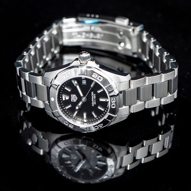 Shop Authentic Tag Heuer Aquaracer Quartz Black Dial Silver Steel Strap Watch for Women - WBD1410.BA0741 - Luxxuri