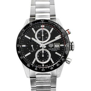  Shop Authentic Tag Heuer Carrera Automatic Chronograph Black Dial Silver Steel Strap Watch for Men - CBM2110.BA0651 - Luxxuri