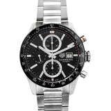  Shop Authentic Tag Heuer Carrera Automatic Chronograph Black Dial Silver Steel Strap Watch for Men - CBM2110.BA0651 - Luxxuri