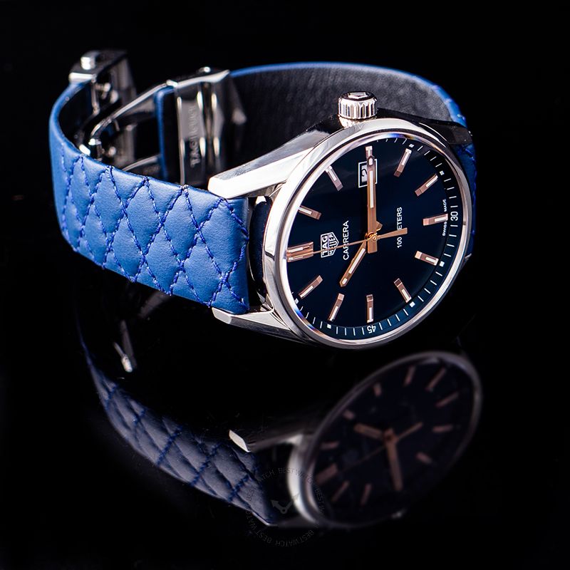  Shop Authentic Tag Heuer Carrera Quartz Blue Dial Blue Calfskin Leather Strap Watch for Women - WAR1112.FC6391 - Luxxuri