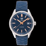  Shop Authentic Tag Heuer Carrera Quartz Diamonds Blue Dial Blue Leather Strap Watch for Women - WAR1114.FC6391 - Luxxuri