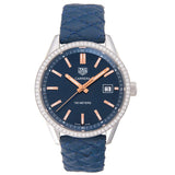  Shop Authentic Tag Heuer Carrera Quartz Diamonds Blue Dial Blue Leather Strap Watch for Women - WAR1114.FC6391 - Luxxuri